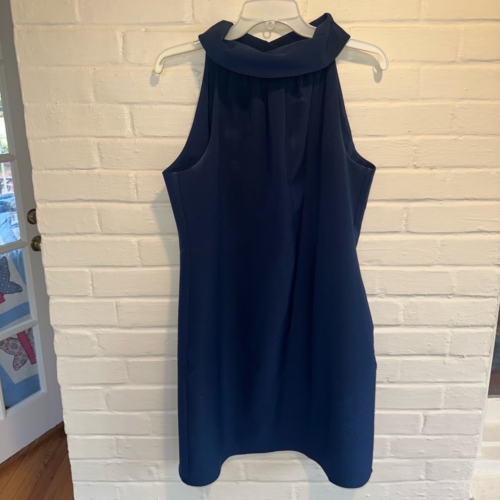 Sail to Sable Cowl Neck Navy Dress